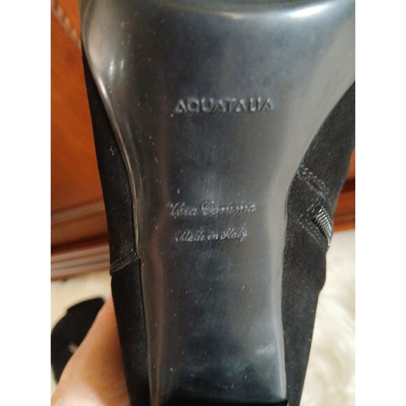 AQUATALIA RHUMBA Women's Size 8.5 Black Soft Suede Knee-High Boot Platform Heel - Picture 8 of 8